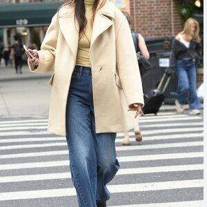 Banana Republic oversized Off White Single button Wool Pea Coat- Size L